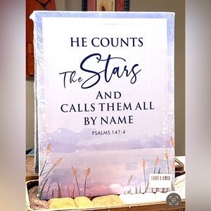 🆕 He Counts The Stars, Canvas Print Wall Art 11.5”x15”, Bible Verse Palms 147:4